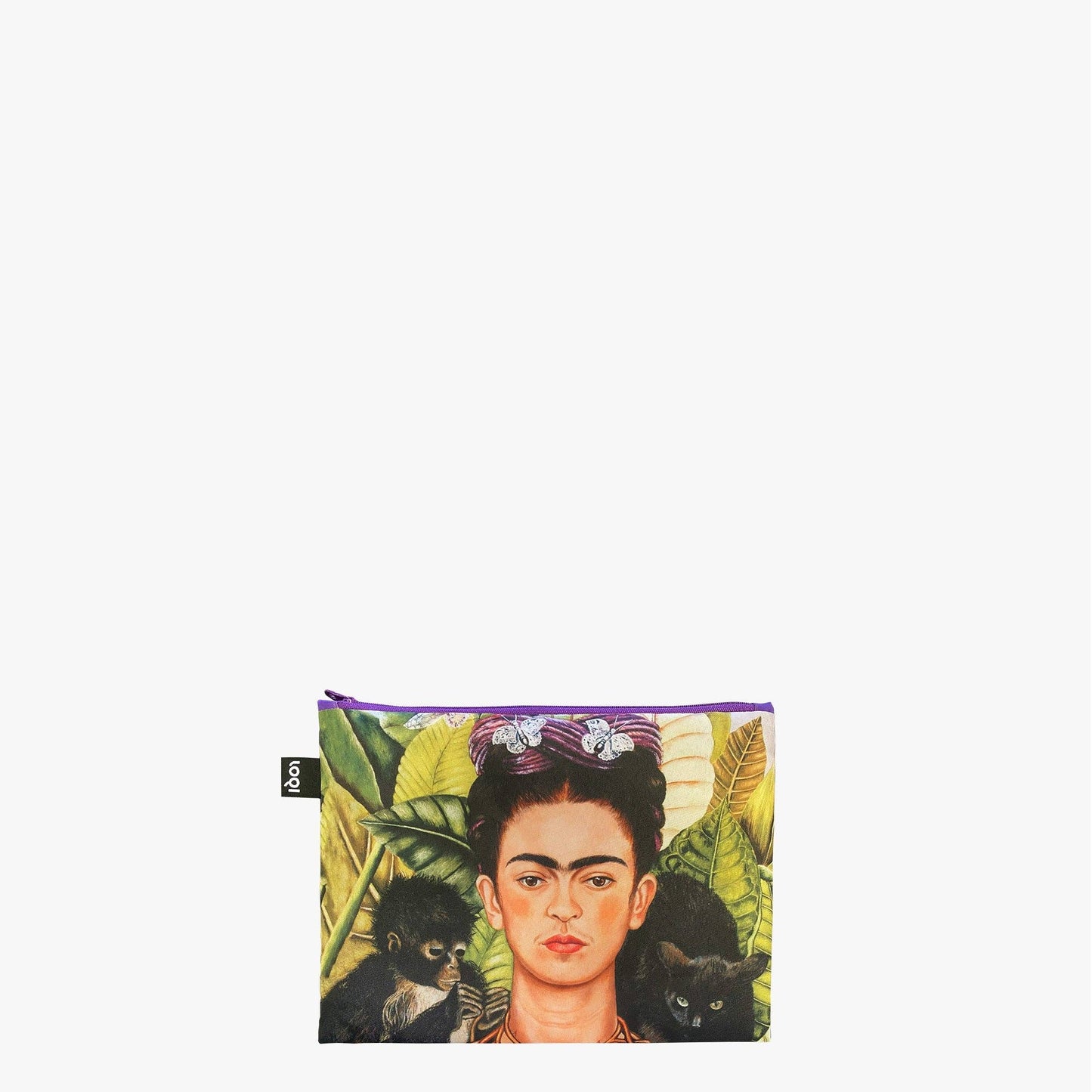 FRIDA KAHLO Autorretrato en la frontera, Autorretrato con colibrí, El marco bolsillos reciclados con cremallera