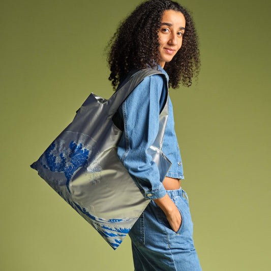 Bolsa metálica plateada KATSUSHIKA HOKUSAI The Great Wave